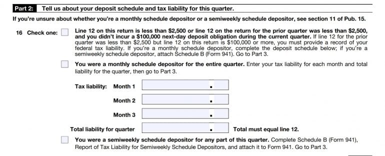 IRS Form 941, Part 2