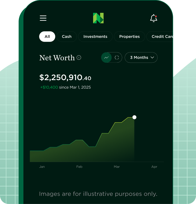 NerdWallet app showing user's net worth