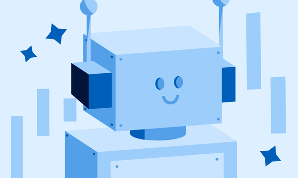 An illustration of a robot, conceptually representing AI stocks.