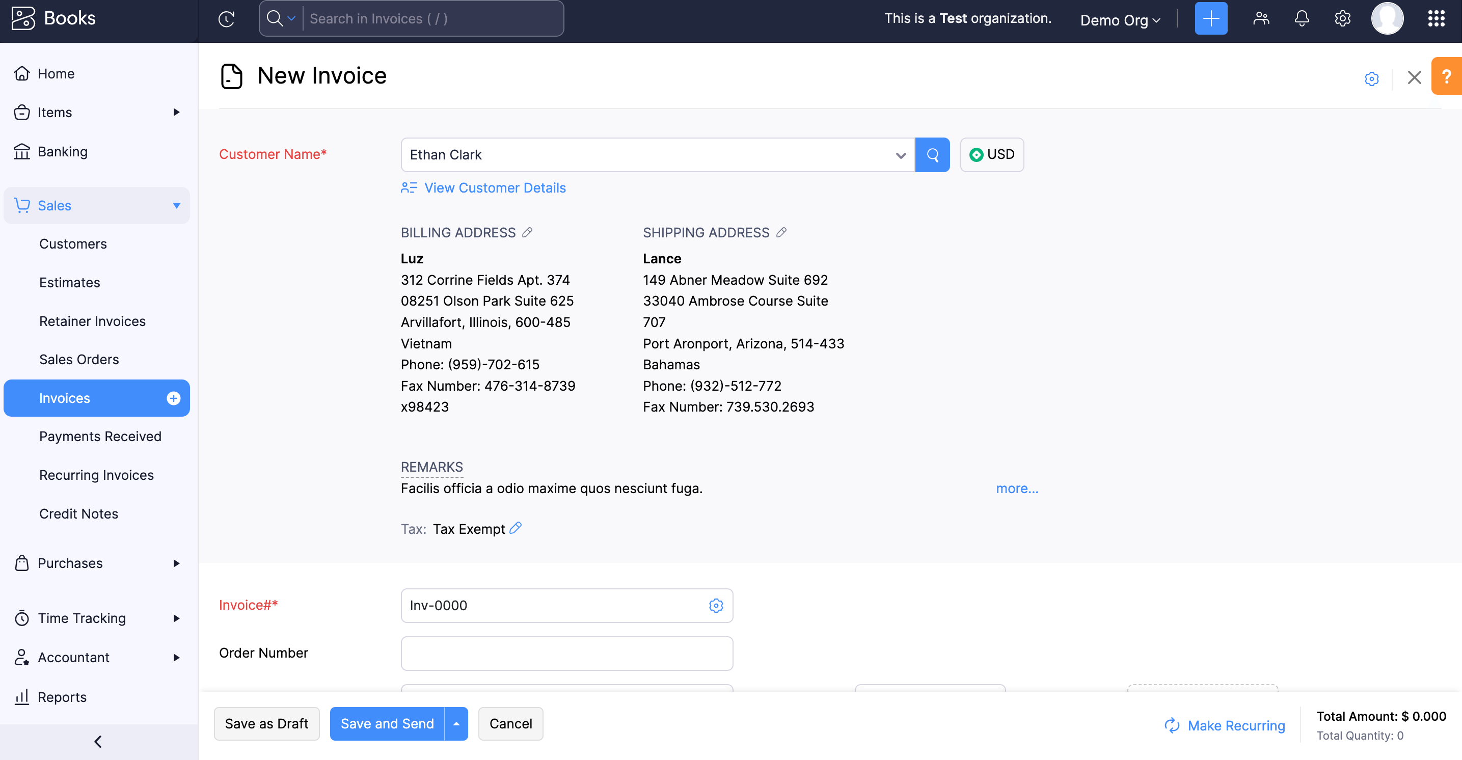 Creating an invoice