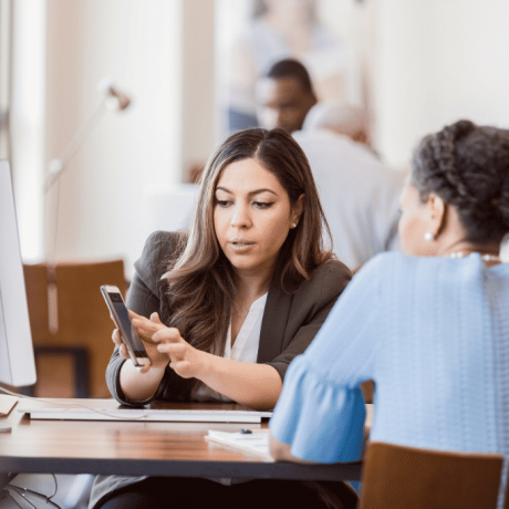 credit union bank employee working with a new member